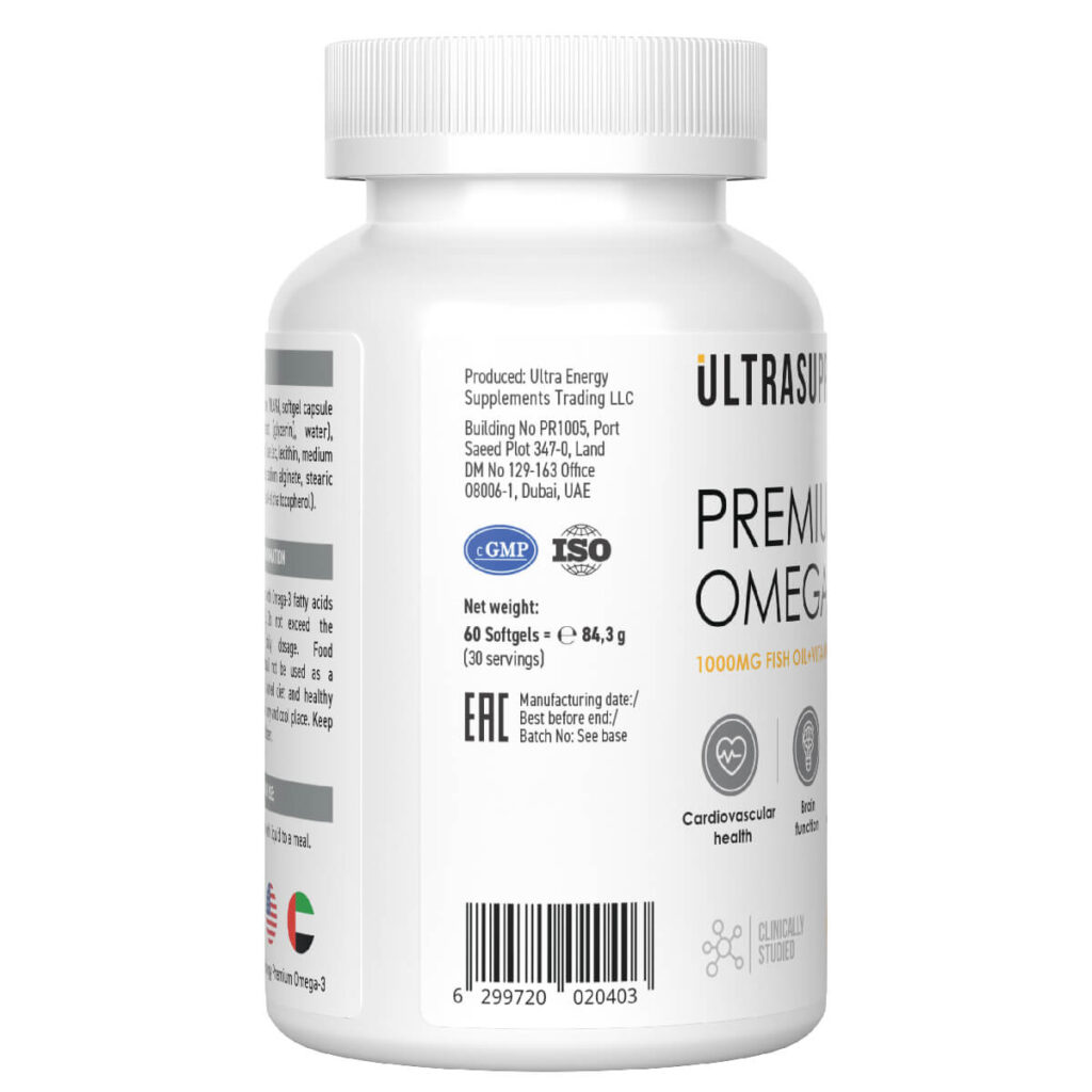 Омега-3 Премиум, 60 капсул, Ultrasupps