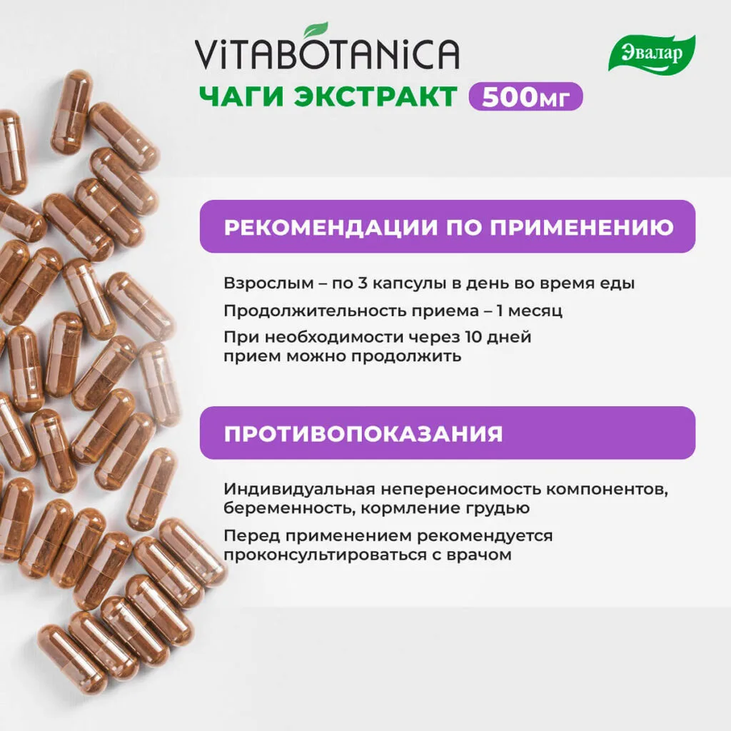 ВитаБотаника Чага, 90 капсул, Эвалар