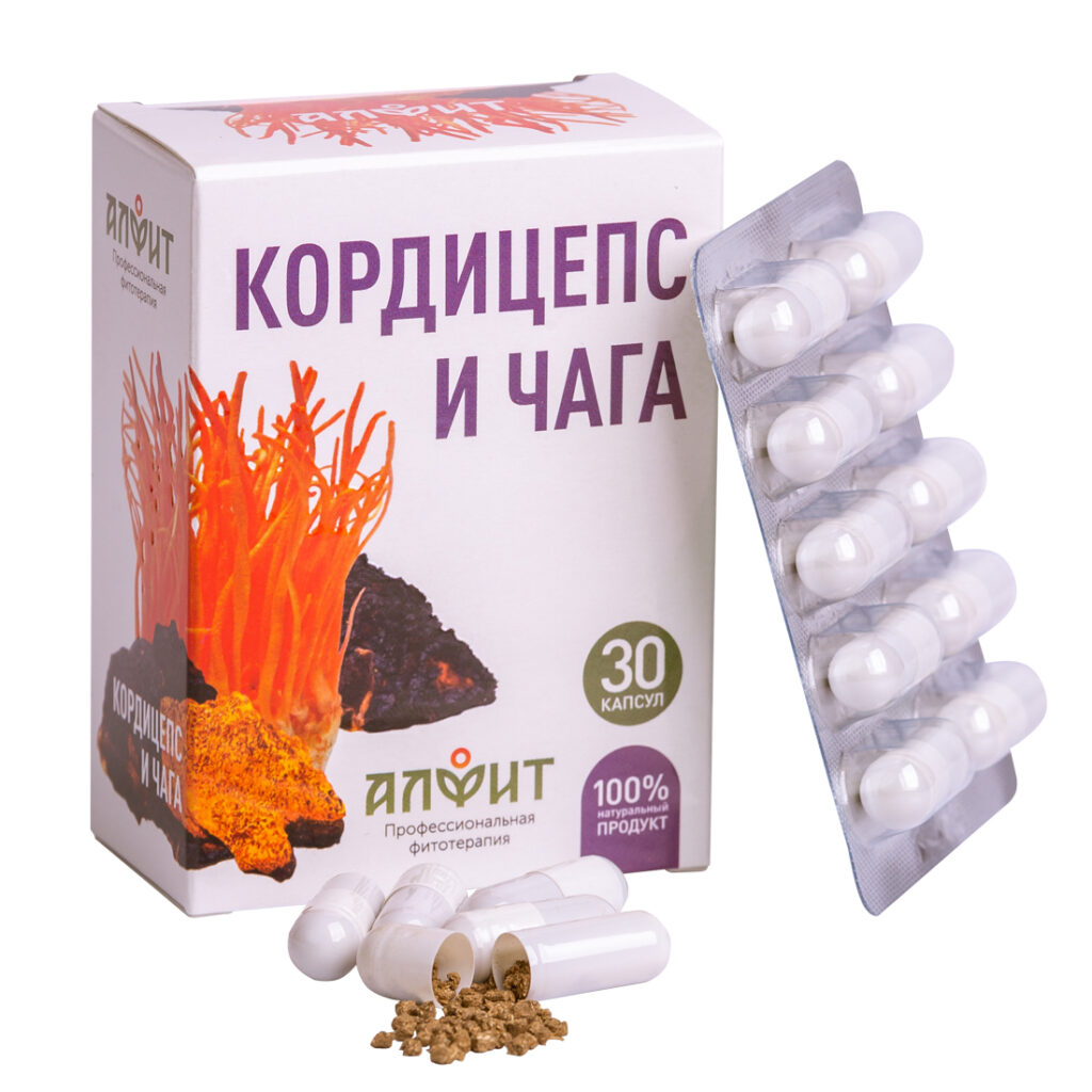 Концентрат на растительном сырье «Кордицепс и чага», 30 капсул по 430 мг, Алфит