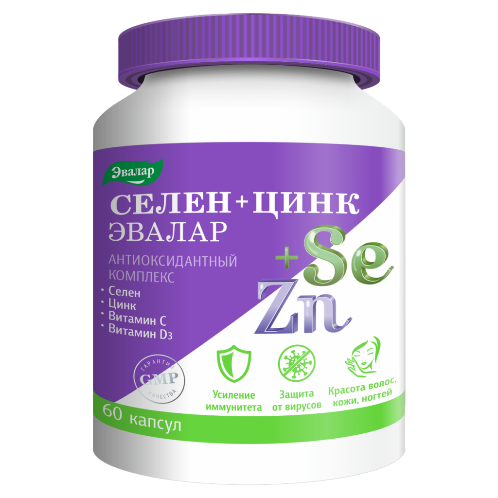 Селен + Цинк, 60 капсул, Эвалар
