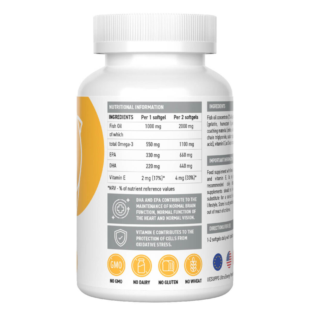 Омега-3 Премиум, 60 капсул, Ultrasupps