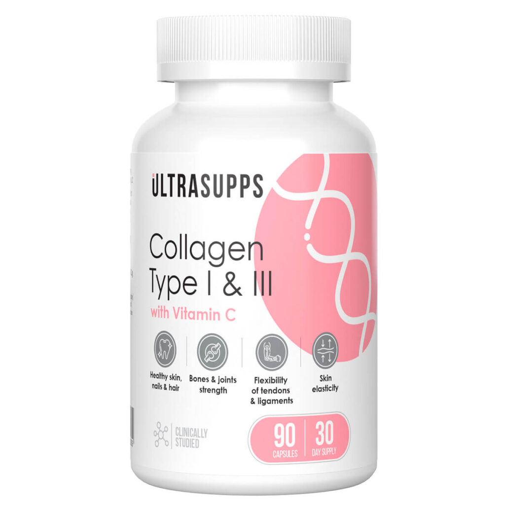 Коллаген 1 и 3 типа, 90 капсул, Ultrasupps