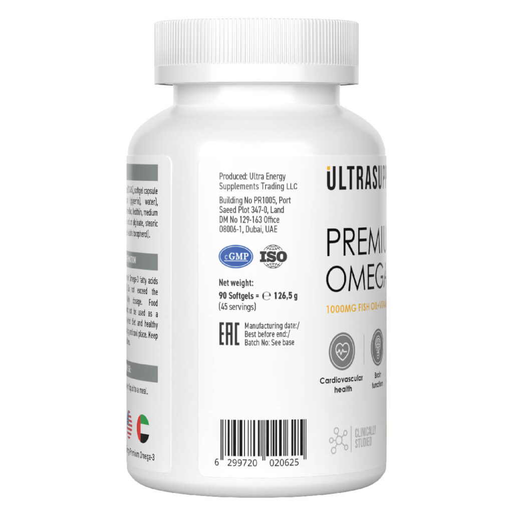 Омега-3 Премиум, 90 капсул, Ultrasupps