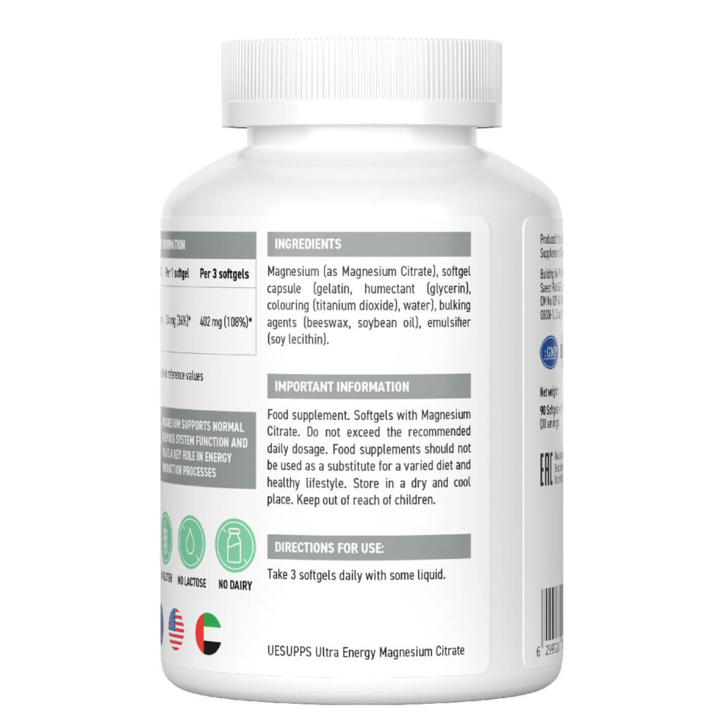 Цитрат магния, 90 капсул, Ultrasupps