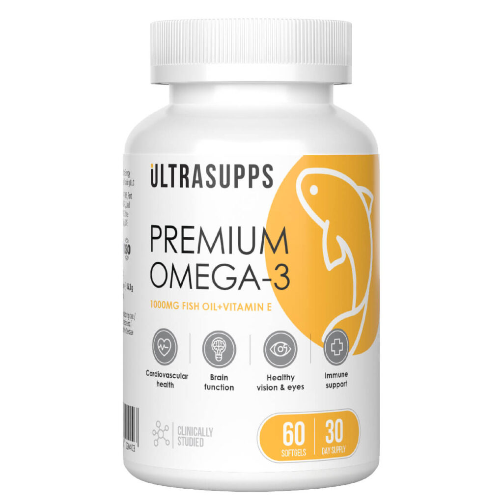 Омега-3 Премиум, 60 капсул, Ultrasupps