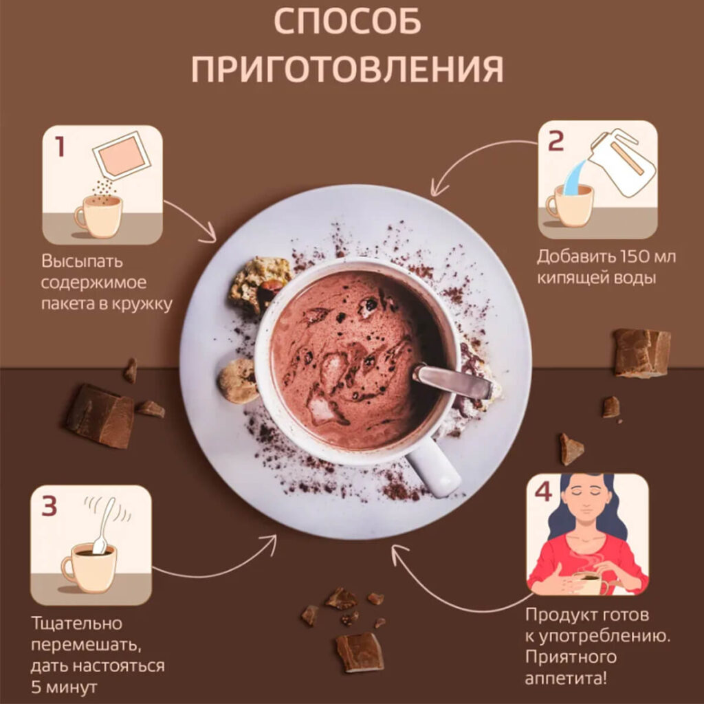 Горячий шоколад с коллагеном Худеем за неделю, 6 пакетов по 26 г, ЛЕОВИТ