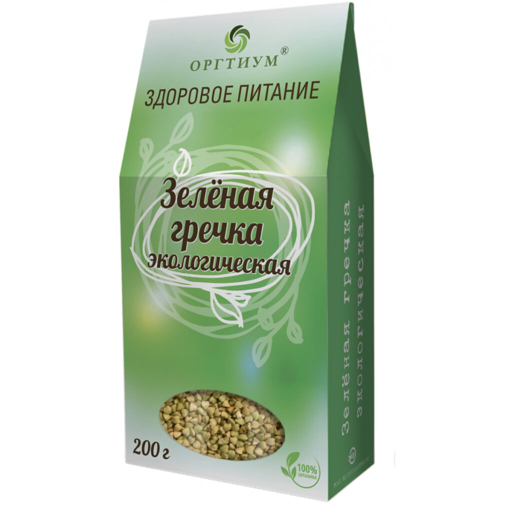 Гречка зеленая экологическая, 200 г, Оргтиум