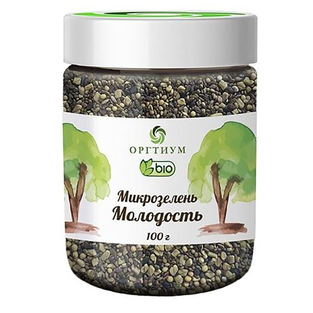 Пищевая продукция Микс Молодость (Люцерна, клевер, лен, редис, брокколи), 100 г, Оргтиум
