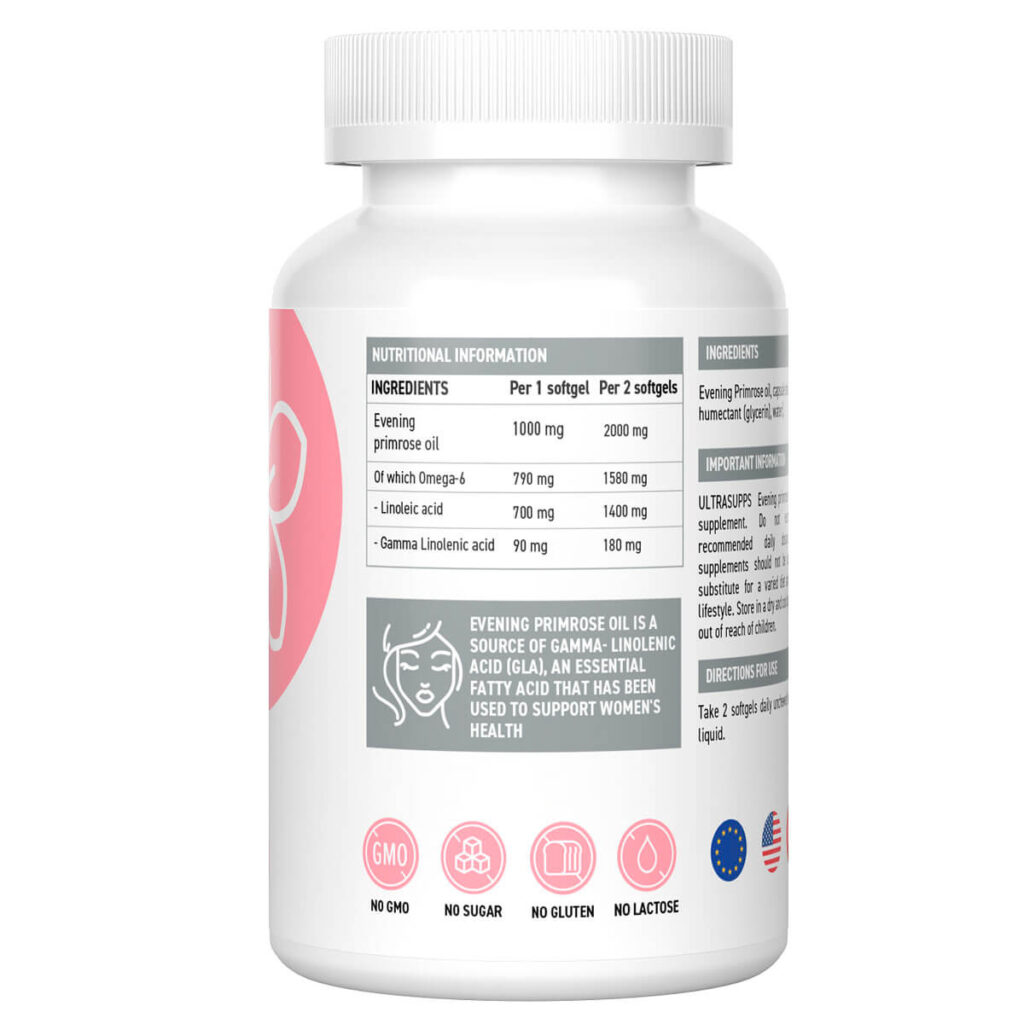 Масло вечерней примулы, 60 капсул, Ultrasupps