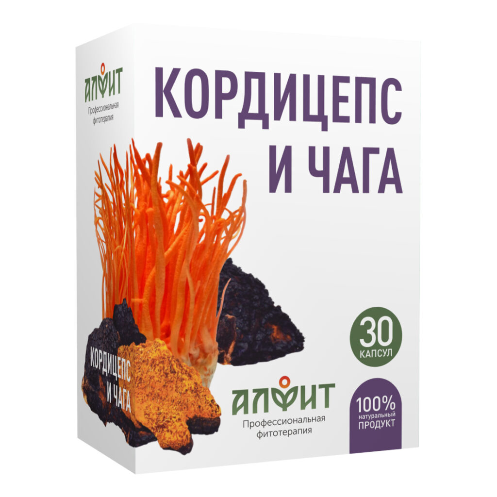 Концентрат на растительном сырье «Кордицепс и чага», 30 капсул по 430 мг, Алфит