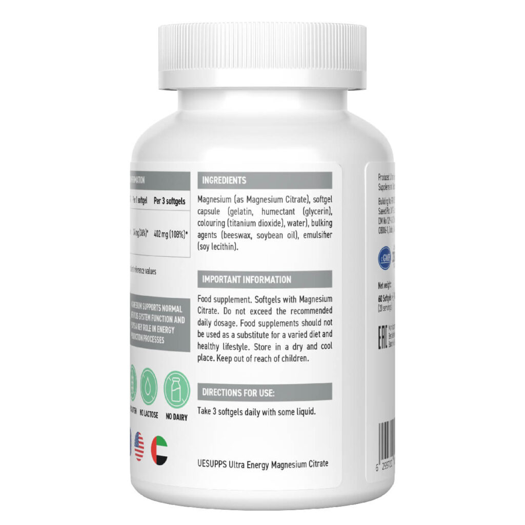 Цитрат магния, 60 капсул, Ultrasupps