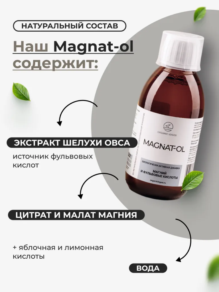 Магнат-ОЛ/Magnat-OL 200мл. Фульвовые кислоты, цитрат и малат магния.