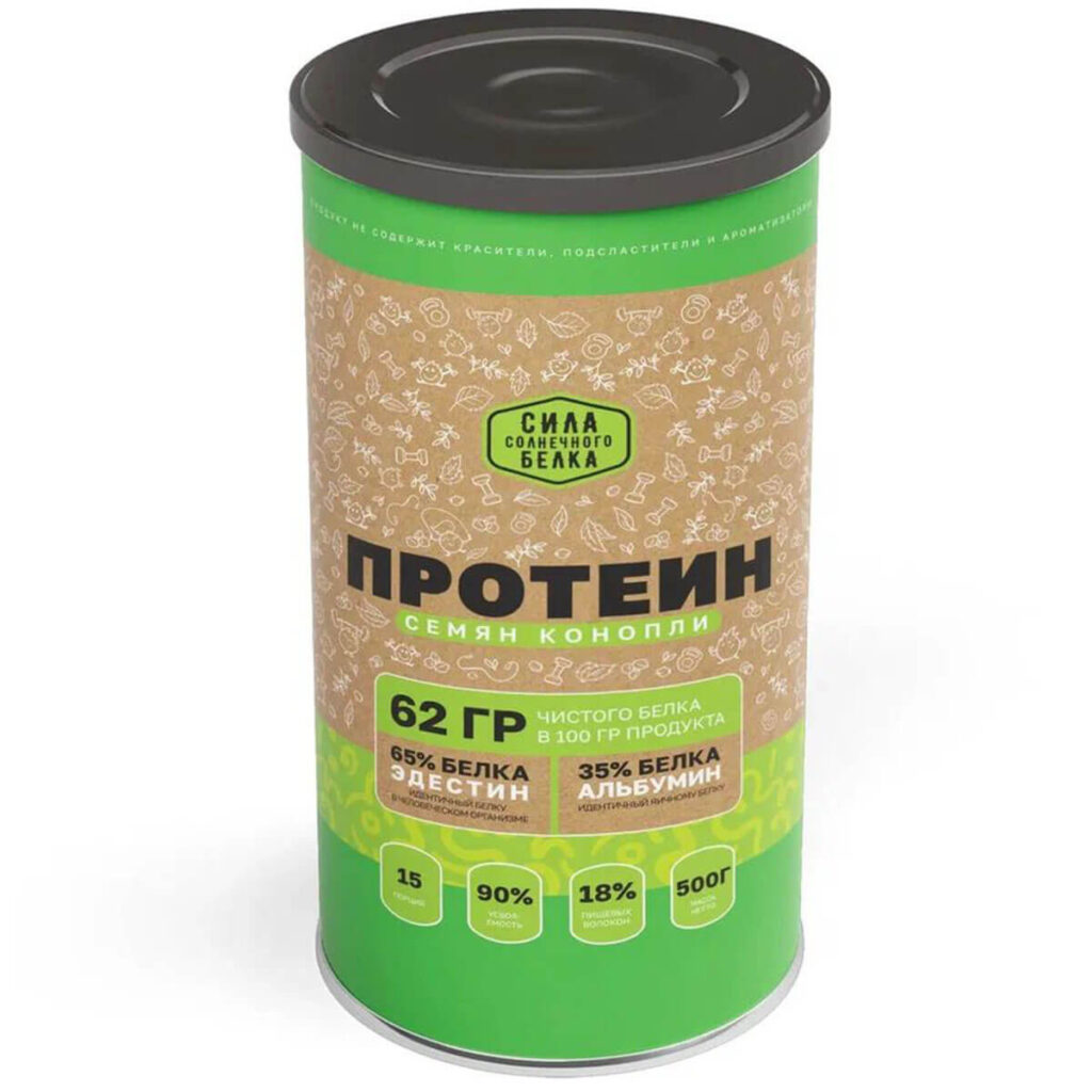 Пищевая продукция Протеин семян конопли (в виде порошка), 500 г, Оргтиум
