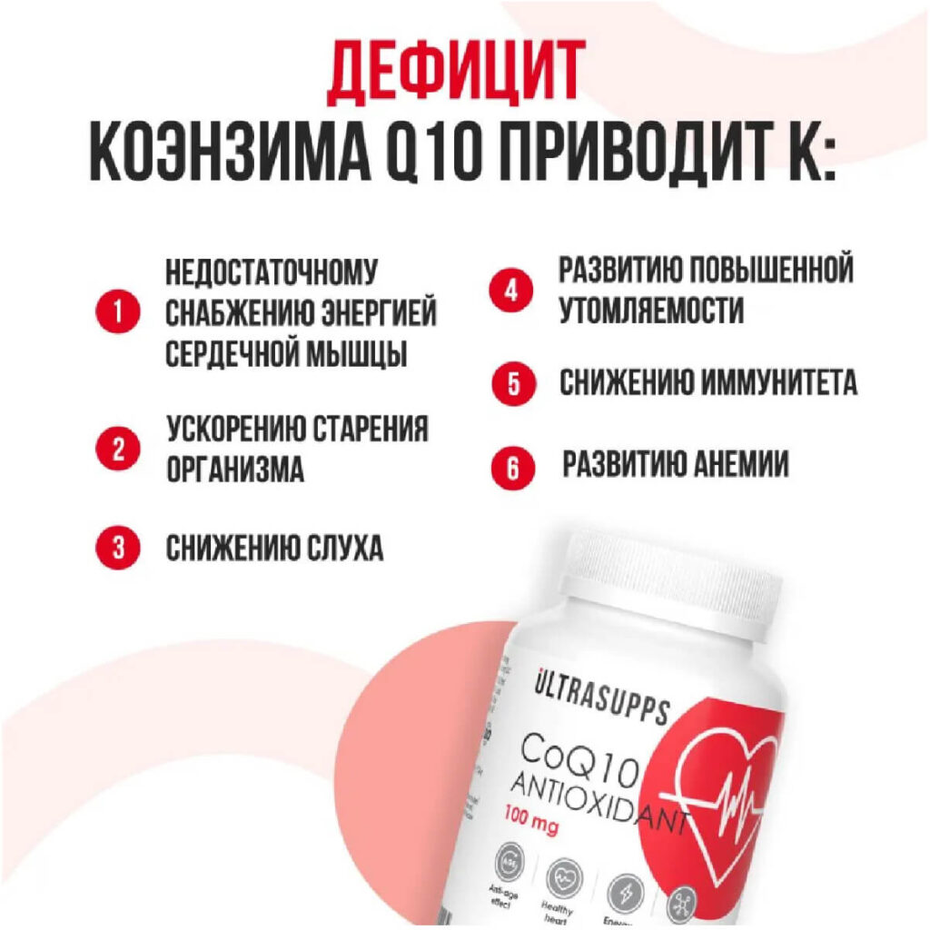 Коэнзим Q10 100 мг, 30 капсул, Ultrasupps