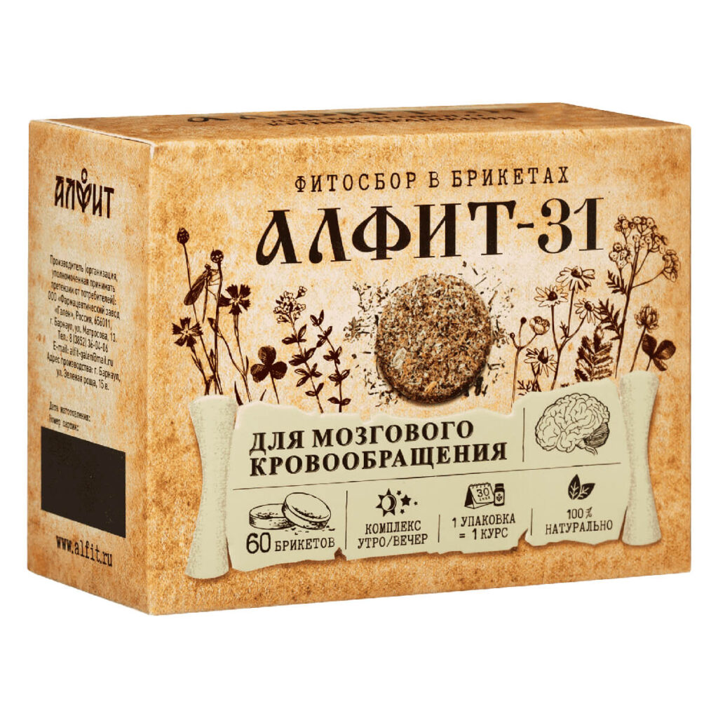 Алфит-31 Противоинсультный, 120 г (60 брикетов по 2 г), Алфит