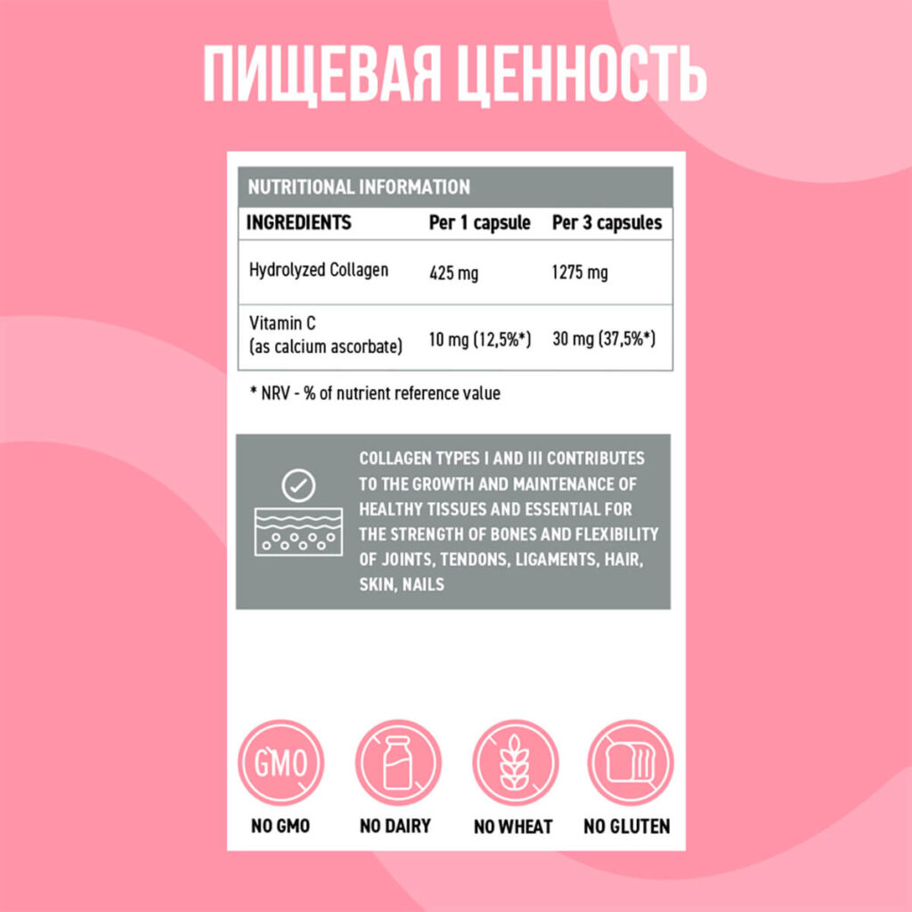 Коллаген 1 и 3 типа, 90 капсул, Ultrasupps