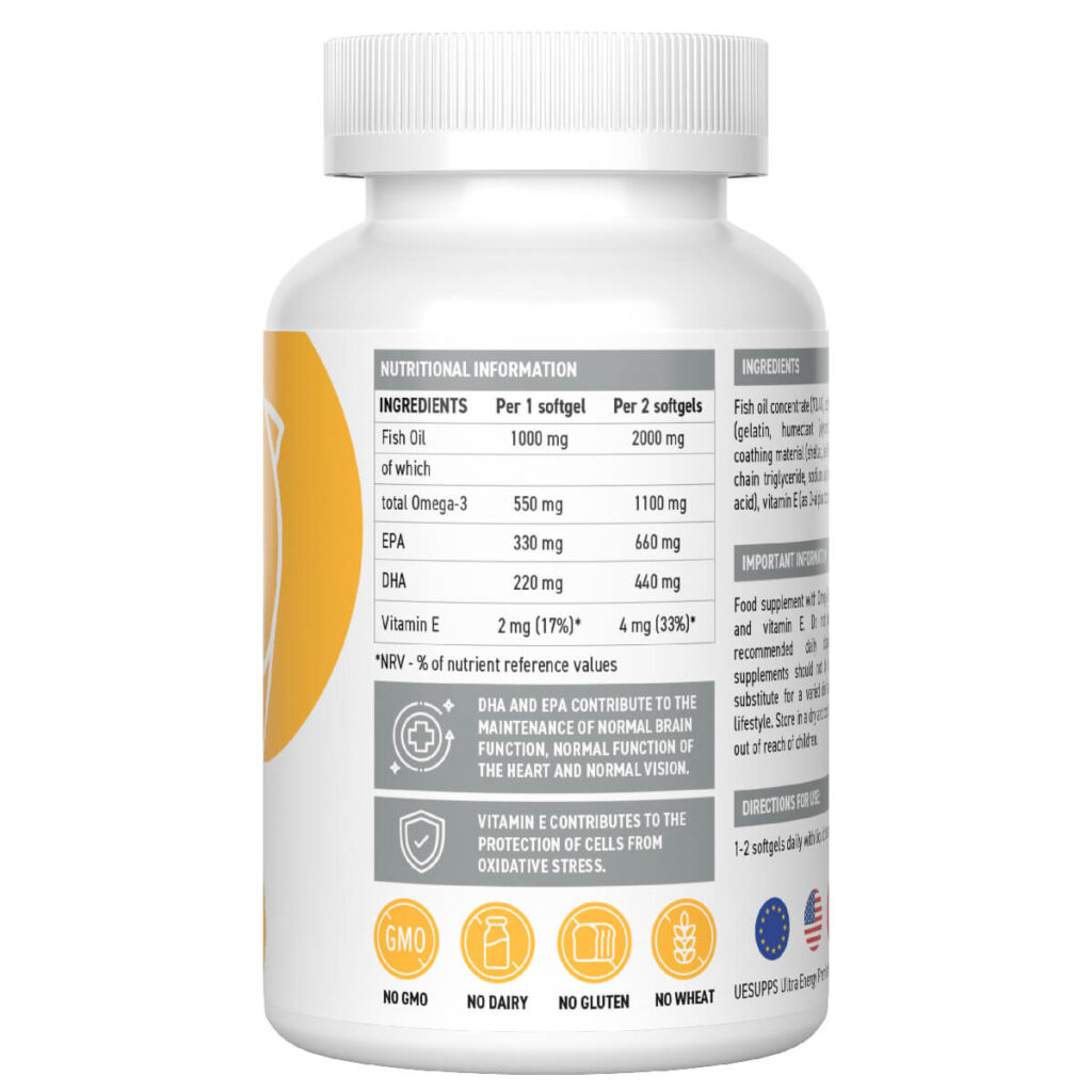 Омега-3 Премиум, 90 капсул, Ultrasupps