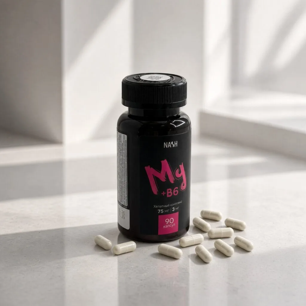 Хелатный комплекс Mg+B6, 90 капсул