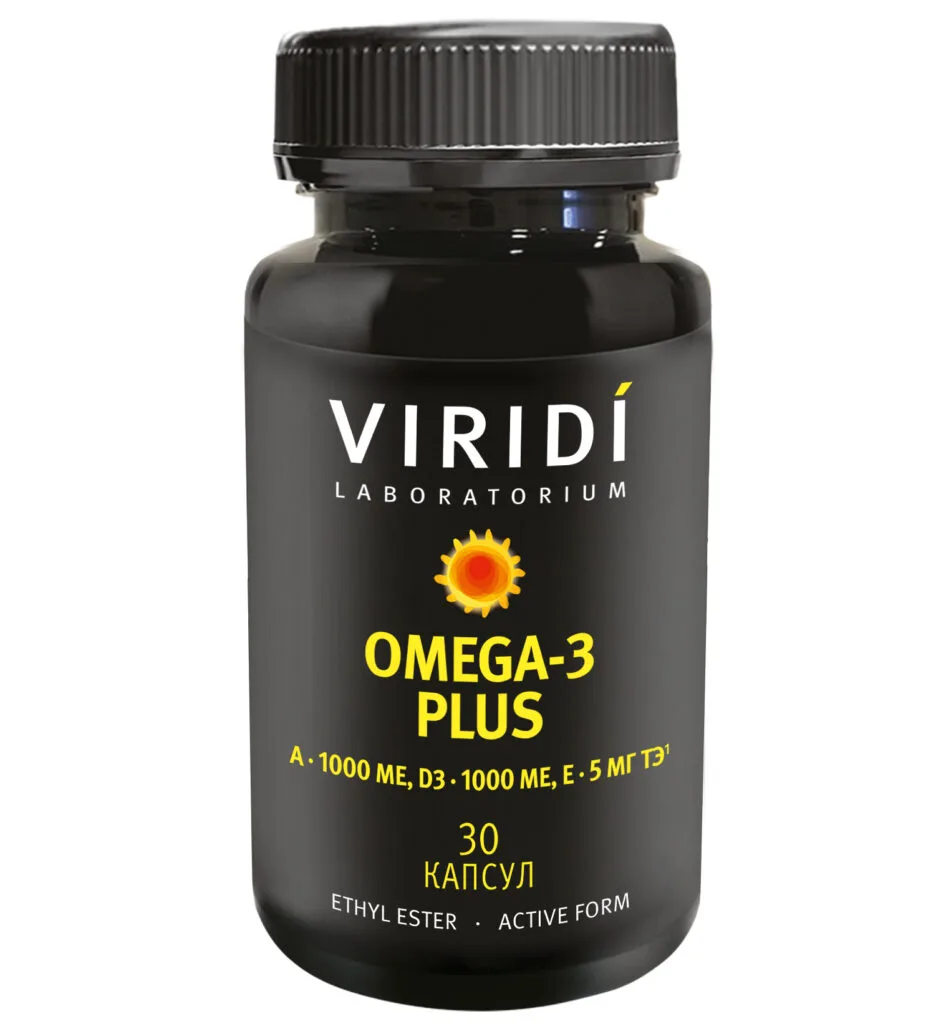 VIRIDI Омега-3 Плюс с витаминами A, D3 и E, 30 капсул