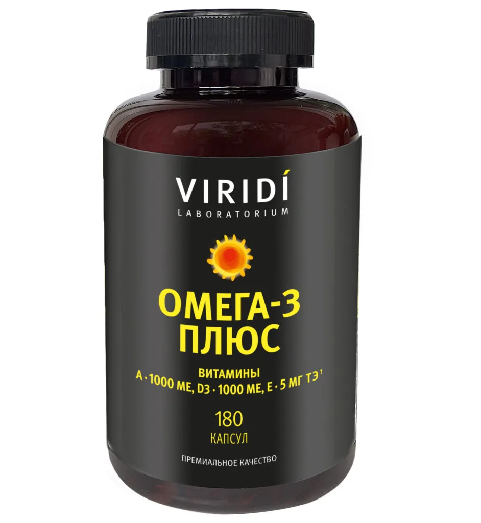 VIRIDI Омега-3 Плюс с витаминами A, D3 и E, 180 капсул
